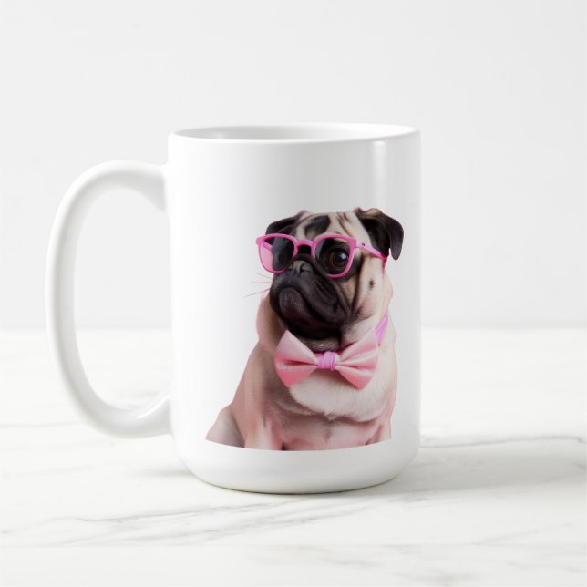 Caneca De Café pug dog in a bow (Esquerda)