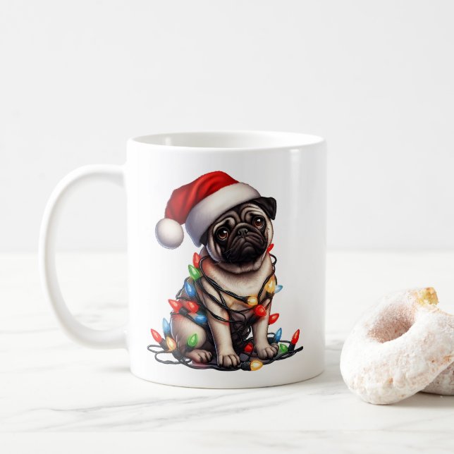 Caneca De Café Pug Dog Puppy Natal (Com Donut)