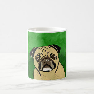 Caneca De Café Pug Dog Watercolor Art Retrato