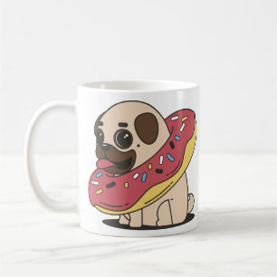 Caneca De Café Pug em Donut