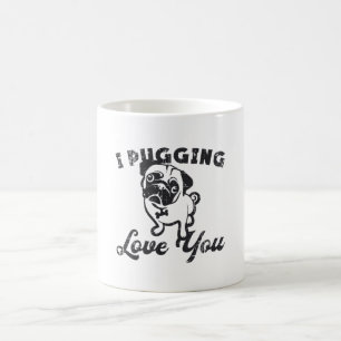 Caneca De Café Pug I Pugging Love You Dog Vintage Engraçado Pres