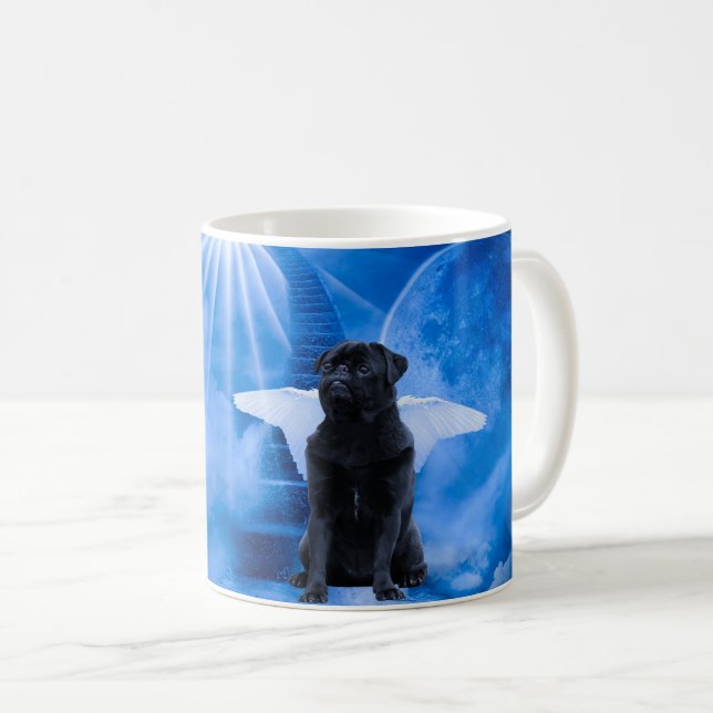 Caneca De Café Pug in Heaven as Angel Sympathy (Frente Esquerda)