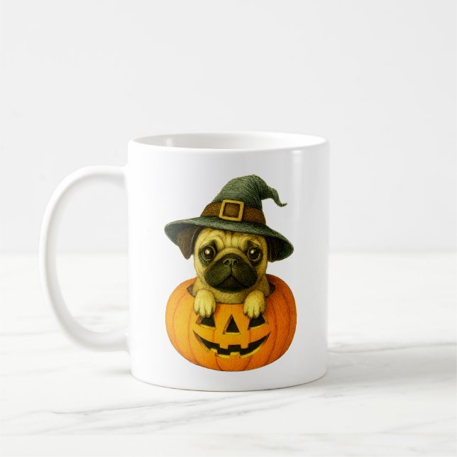 Caneca De Café Pug in Pumpkin (Esquerda)