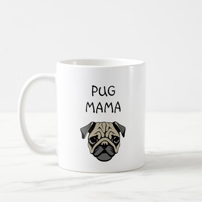 Caneca De Café Pug Mama (Esquerda)