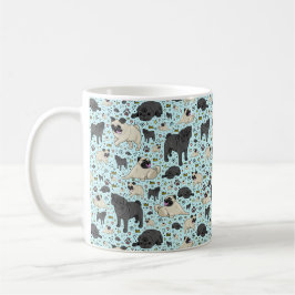 Caneca De Café Pug Mug em azul