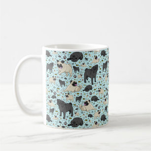 Caneca De Café Pug Mug em azul