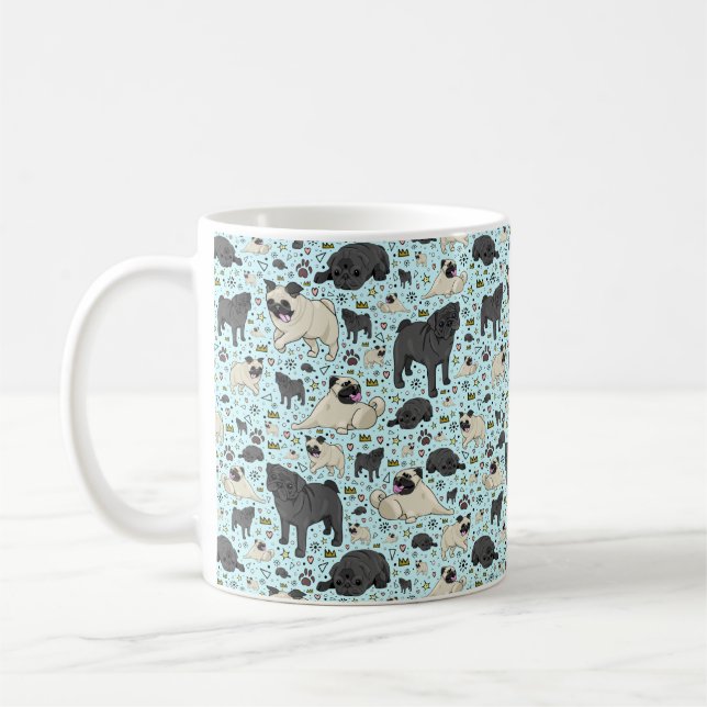 Caneca De Café Pug Mug em azul (Esquerda)