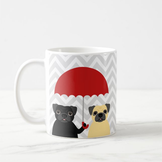 Caneca De Café Pug Mugs (Esquerda)