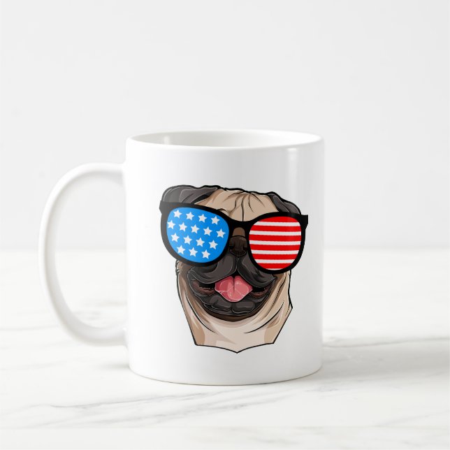 Caneca De Café Pug Patriótico (Esquerda)