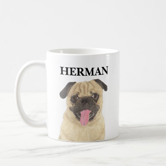 Caneca De Café Pug Personalizado (Esquerda)