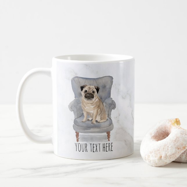 Caneca De Café Pug Personalizado Mug (Com Donut)