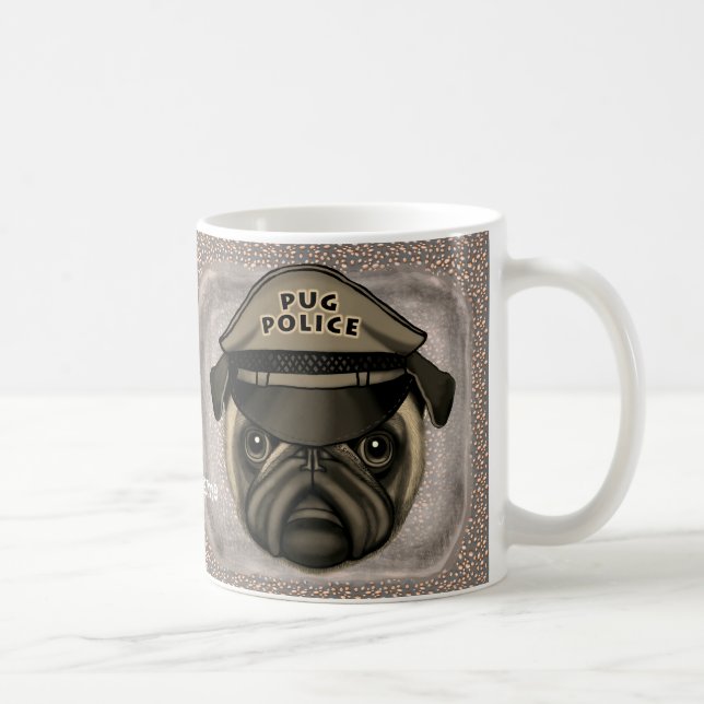 Caneca De Café Pug Policial (Direita)
