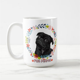 Caneca De Café Pug preto bonito - Pug Mama
