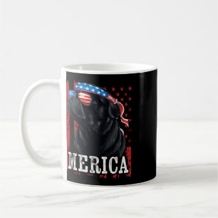 Caneca De Café Pug Preto Engraçado 4 De Julho Mãe De Cachorro Pai