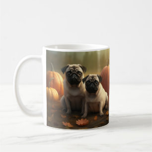 Caneca De Café Pug Puppy Autumn Delight Pumpkin