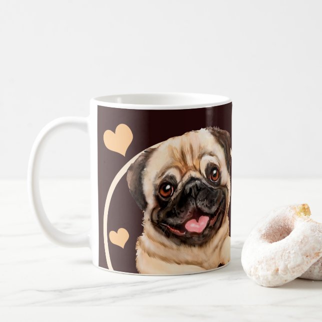 Caneca De Café Pug Puppy Cachorro Cada Cachorro Que Você Faz (Com Donut)