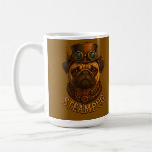 Caneca De Café Pug Steampunk design retrô vintage "Steampug"