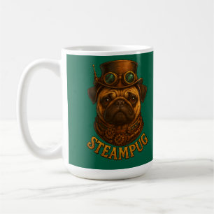Caneca De Café Pug Steampunk design retrô vintage "Steampug"