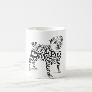 Caneca De Café Pug tipográfico