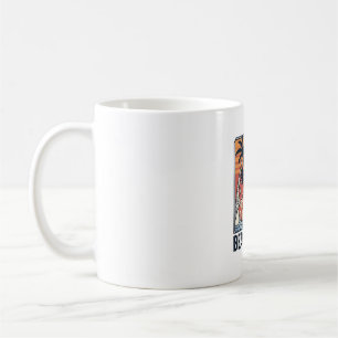 Caneca De Café Pug Vibrações da Praia Design de Gravura Vintage_1