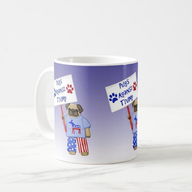 Caneca De Café Pugs Contra Trump (Frente Esquerda)