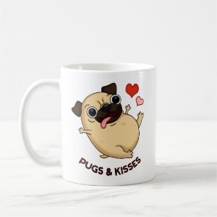 Caneca De Café Pugs E Beija Cachorro Engraçado