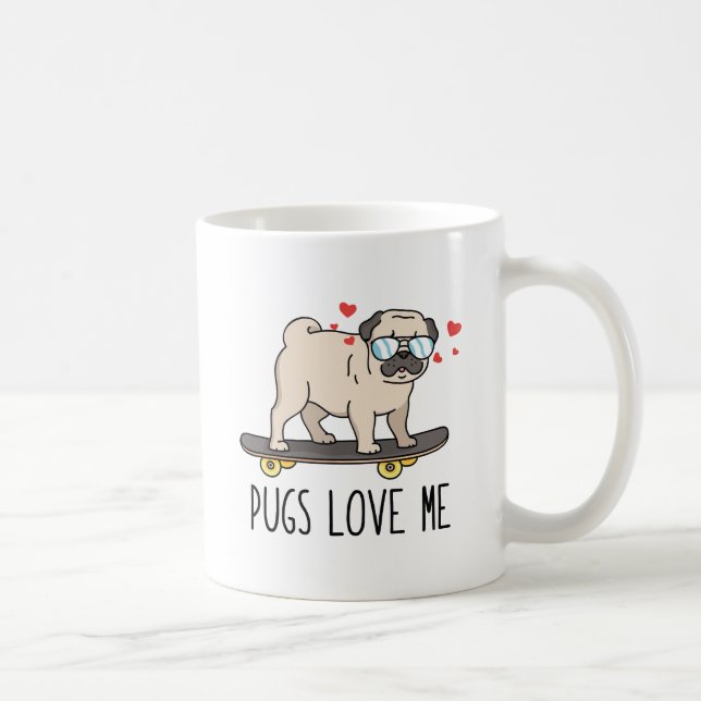 Caneca De Café Pugs me ama (Direita)