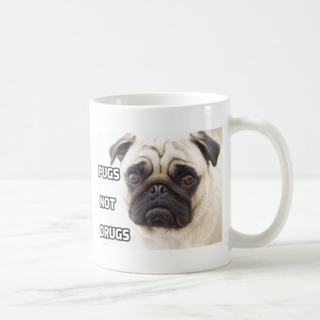 Caneca De Café Pugs Não Drogas (Direita)