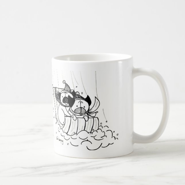 Caneca De Café Pugs Sledding (Direita)