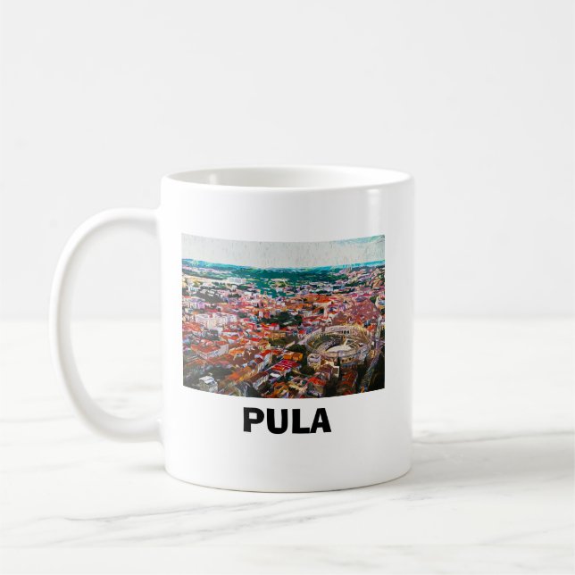 Caneca De Café Pula Croácia City View Painting (Esquerda)
