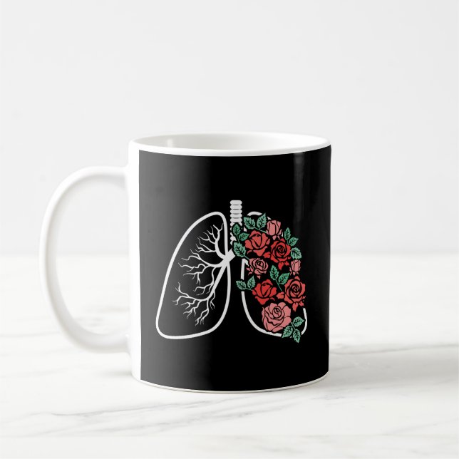 Caneca De Café Pulmões Florais Flores Anatômicas Flores Pulmonolo (Esquerda)