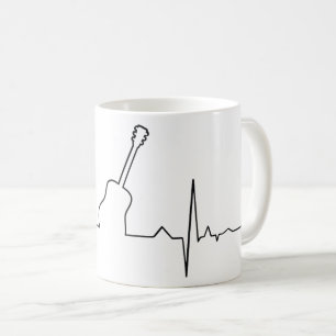 Caneca De Café Pulsação do coração da guitarra acústica