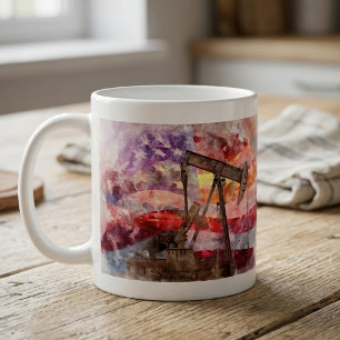 Caneca De Café Pumpjack silhoucolor com bandeira americana