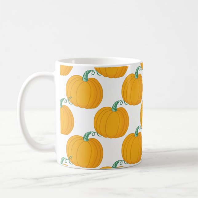 Caneca De Café Pumpkin Charm: Padrão Desenhado À Mão. (Esquerda)