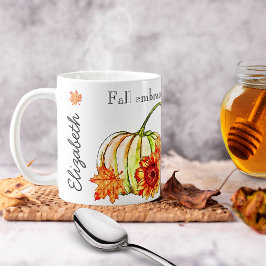 Caneca De Café Pumpkin colorido na barra de aspas preta e branca