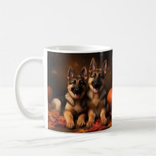 Caneca De Café Pumpkin da Delícia de Outono de german shepherd