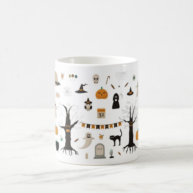 Caneca De Café Pumpkin de bruxa-fantasma bonitinha (Centro)