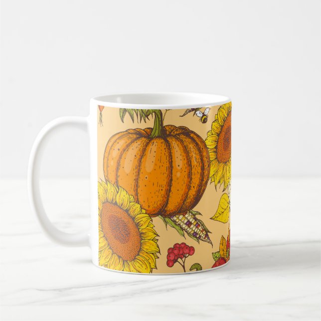 Caneca De Café Pumpkin e Maple Deixa o padrão. (Esquerda)