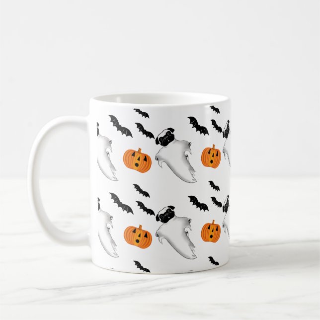 Caneca De Café Pumpkin e Pumpkin de Cuta Fantasma do Halloween (Esquerda)