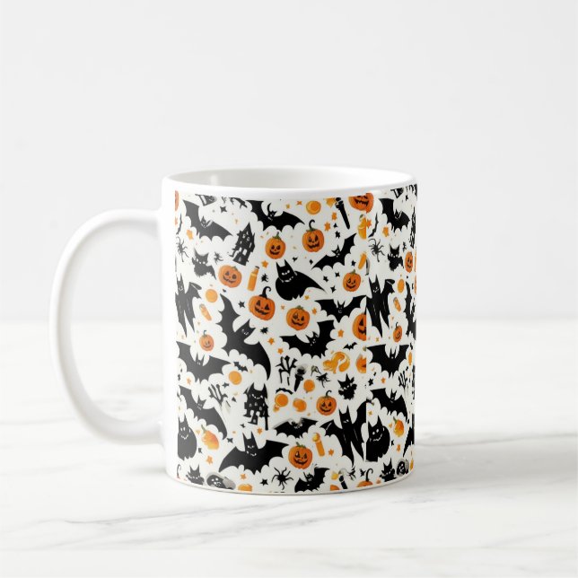 Caneca De Café Pumpkin e Pumpkin do Dia das Bruxas e Padrões de B (Esquerda)