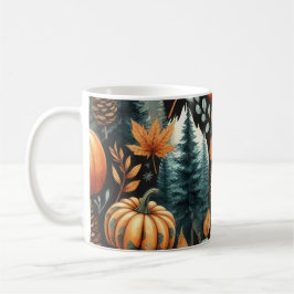 Caneca De Café Pumpkin Escuro Mug Autumn Watercolor Calling Leave