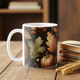 Caneca De Café Pumpkin Escuro Mug Autumn Watercolor Calling Leave