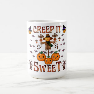 Caneca De Café Pumpkin espantalho kawaii halloween arte de outono
