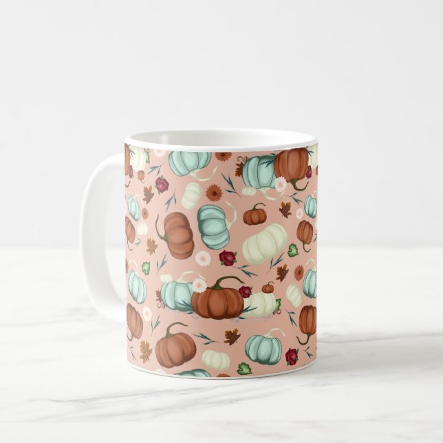 Caneca De Café Pumpkin Floral (Frente Esquerda)