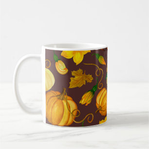 Caneca De Café Pumpkin Harvest Autumn Watercolor Padrão