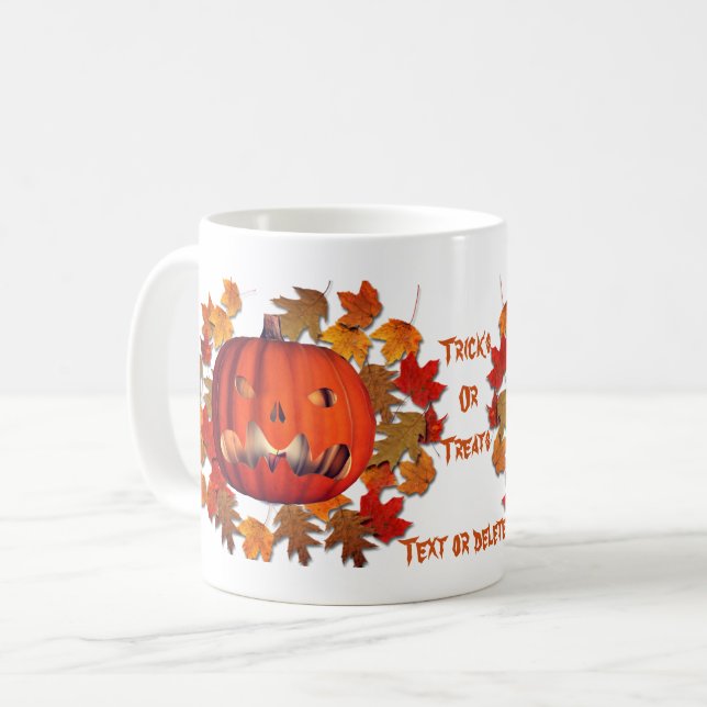 Caneca De Café Pumpkin Jack O Lanterna Halloween Personalizado (Frente Esquerda)