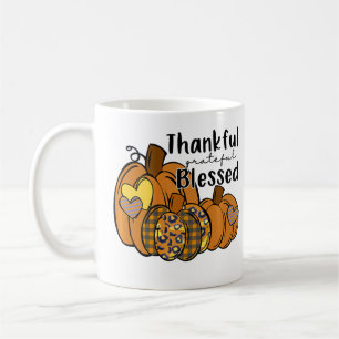 Caneca De Café Pumpkin Leopard Thankful Grateful Blessed Thanksgi