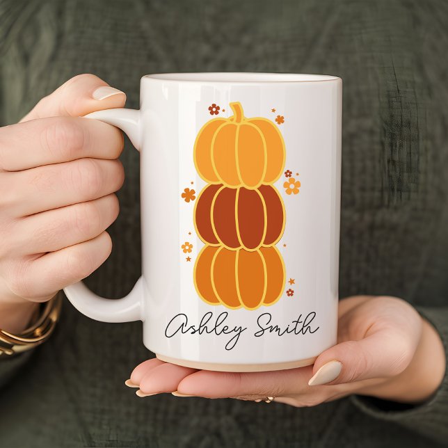 Caneca De Café Pumpkin Mug Cute Personalizado, Presente para Fall (Pumpkin Fall Vibes Bag, Fall vibes mug, Autumn mug, Halloween mug, Trick or treat mug for women,)