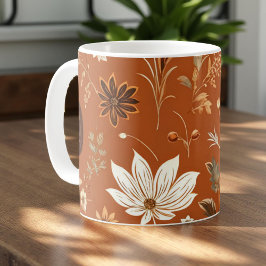 Caneca De Café Pumpkin Mug Terracotta Watercolor Fall Foles