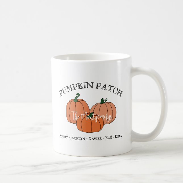 Caneca De Café Pumpkin Patch Family or Company Employee Names (Direita)